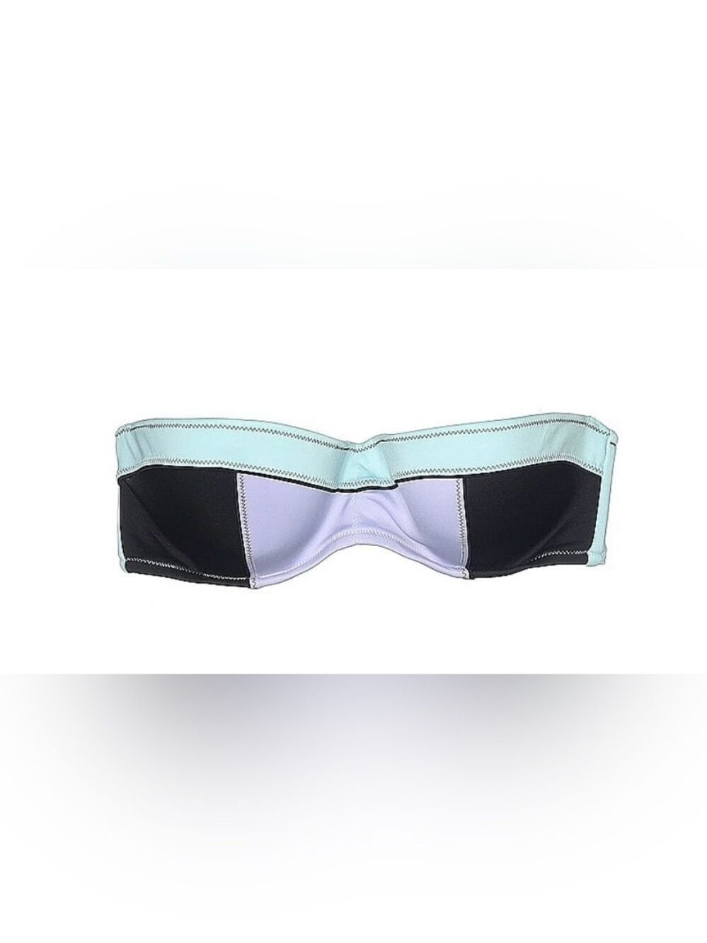 Strapless Colorblock Bandeau Bikini Top - Mint, Black & Lavender